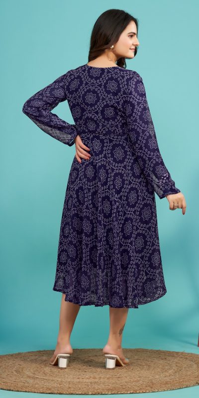 Aesthetically Pleasing Blue Color fox Georgette Printed Kurti