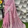 Light Pink Silk Embroidery Saree