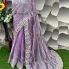 Purple Silk Embroidery Saree