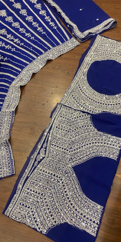 Attractive Royal Blue Color Georgette Embroidered Lehenga Choli