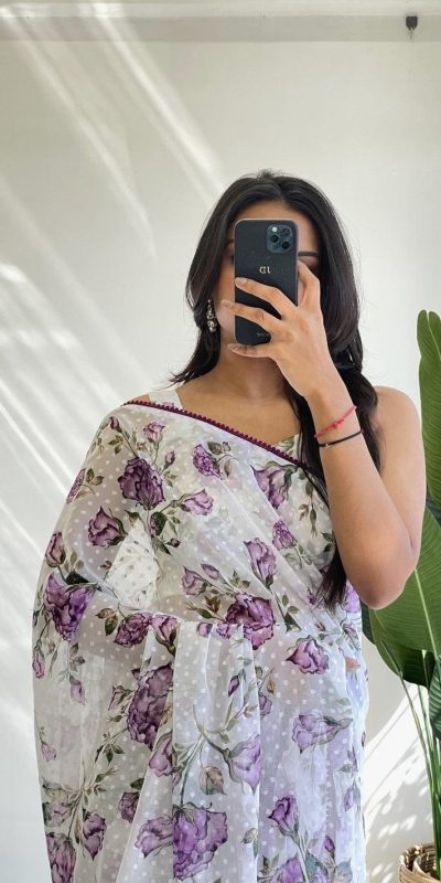 Classic Purple Color Soft Georgette Silk Design All Over Saree