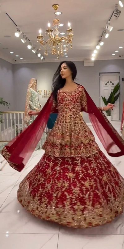 Classic Red Color Georgette Thread Sequence Lehenga Choli