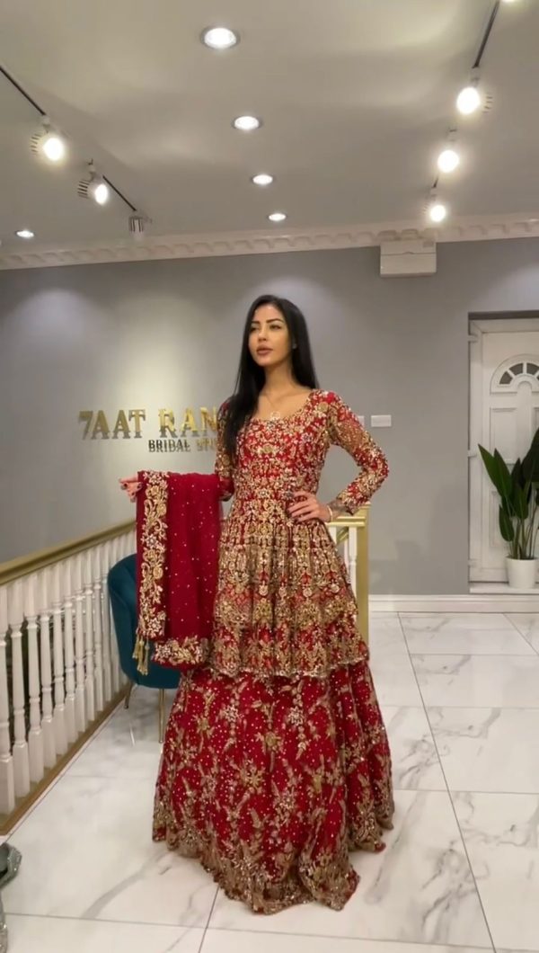 Classic Red Color Georgette Thread Sequence Lehenga Choli