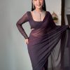 Coffee Soft Georgette Silk Design All Over Saree