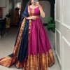 Pink Narayan Pet Zari Weaving Work Gown