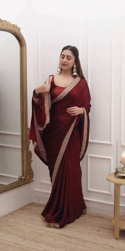 Elegant Maroon Color Tabby Silk Thread Sequence Work Saree