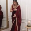 Maroon Tabby Silk Thread Sequence Work Saree