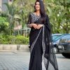 Black Georgette Embroidery Sequence Saree