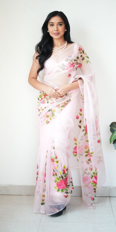 Glamorous White Color Soft Organza Digital Printed Saree