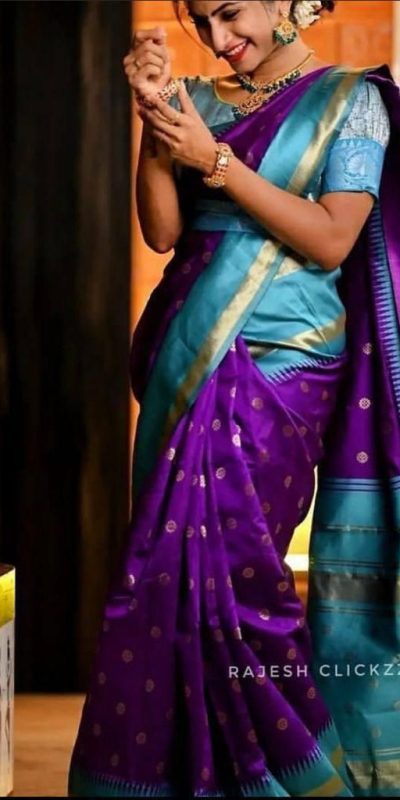 Graceful Purple Color Soft Lichi Silk Jacquard All Over Saree