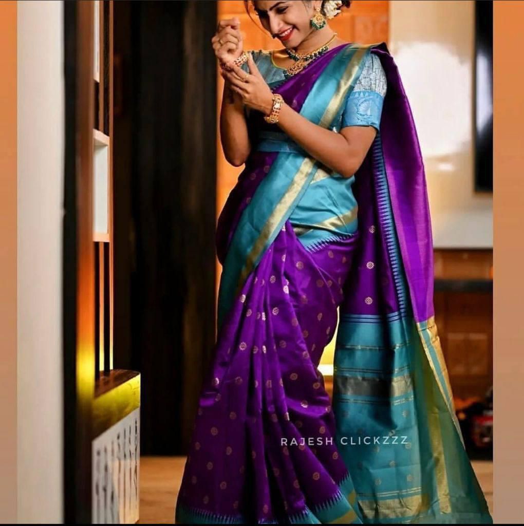 Graceful Purple Color Soft Lichi Silk Jacquard All Over Saree