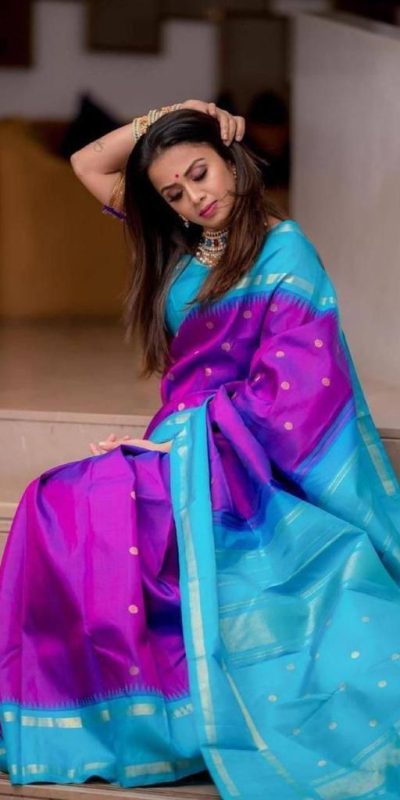 Graceful Purple Color Soft Lichi Silk Jacquard All Over Saree