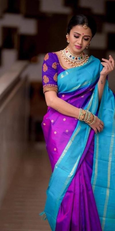 Graceful Purple Color Soft Lichi Silk Jacquard All Over Saree