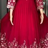 Red Georgette Embroidery Sequence Gown