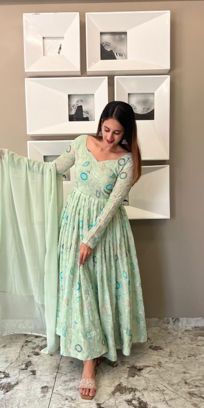 Grand Green Color Georgette Sequence Embroidery Anarkali Suit