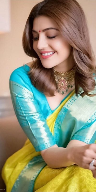Kajal Aggarwal Yellow Color Soft Lichi Silk Jacquard All Over Saree