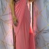 Pink Faux Georgette Sequence Embroidery Saree