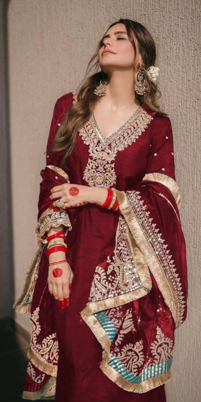Majestic Red Color Pure Chinnon Silk Embroidery Salwar Suit