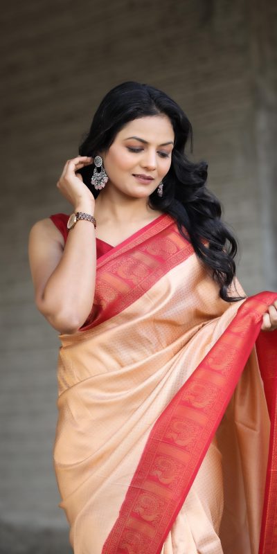 Peaceful Golden Color Soft Silk Beautiful Rich Pallu All Over Saree