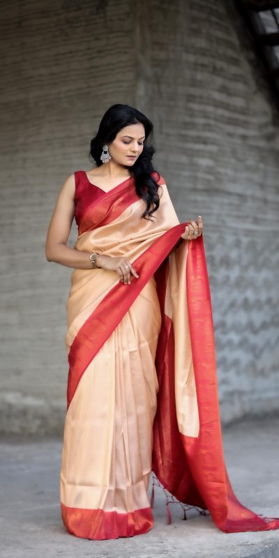 Peaceful Golden Color Soft Silk Beautiful Rich Pallu All Over Saree