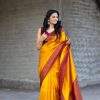 Yellow Soft Silk Beautiful Pallu All Over Saree