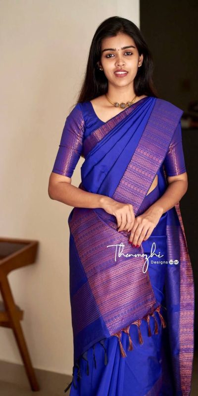 Perfect Blue Color Soft Lichi Silk Jacquard All Over Saree