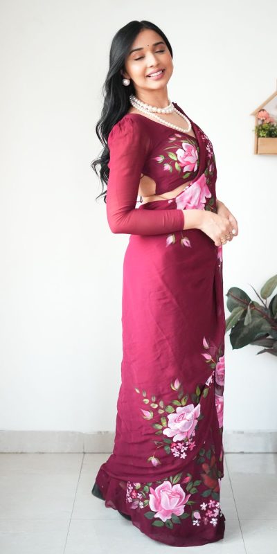 Perfect Red Color Soft Georgette Silk Design All Over Saree