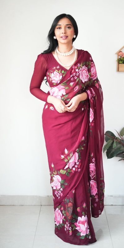 Perfect Red Color Soft Georgette Silk Design All Over Saree