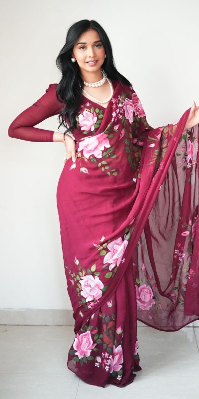 Perfect Red Color Soft Georgette Silk Design All Over Saree