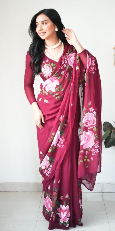 Perfect Red Color Soft Georgette Silk Design All Over Saree