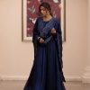 Navy Blue Georgette Embroidery Sequence Gown