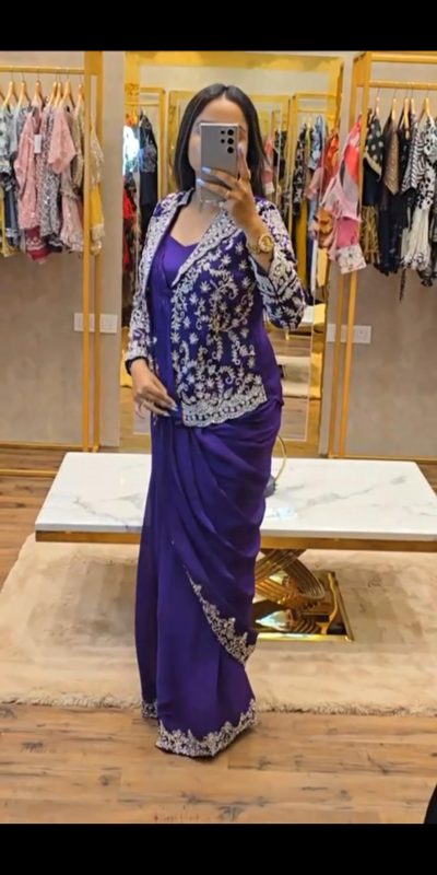 ST 1054 Royal Blue Color Chinon Embroidery Work Koti And Saree Casual, Wedding, Party, Festive, Events Etc. Expected Delivery 4-6 Working Days @2399/- | Sarees, Bollywood Sarees, Creative Sarees, Designer Sarees, Embroidered Sarees, Ethnic Saree, Modern Digital sarees, Party Wear Sarees