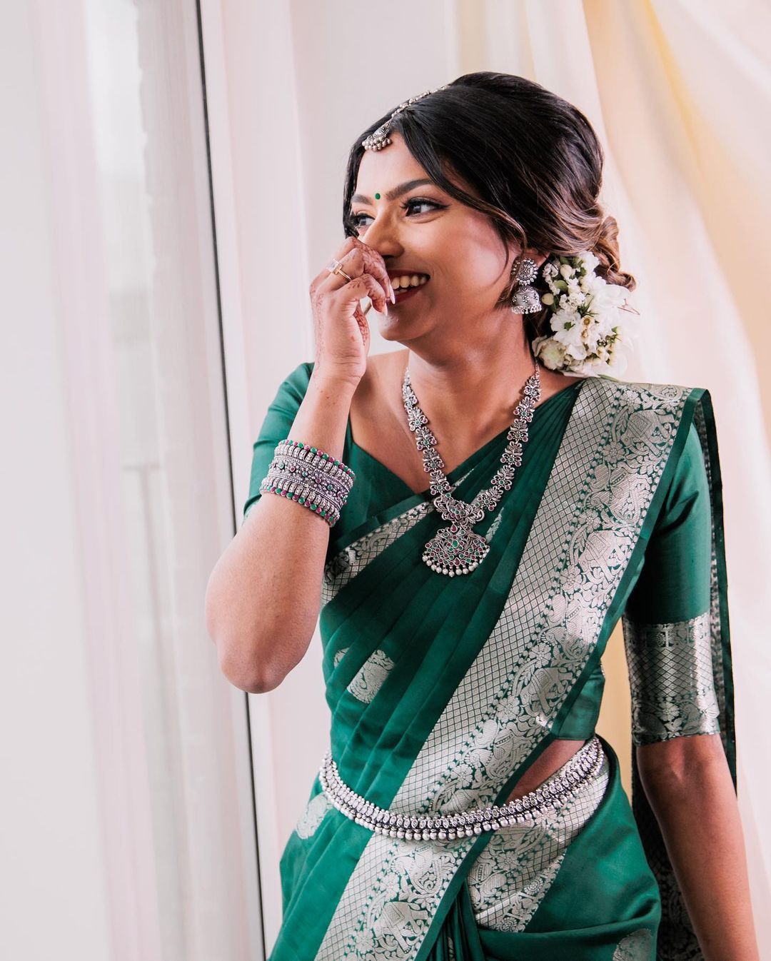 Pretty Silver Green Color Soft Lichi Silk Jacquard All Over Saree