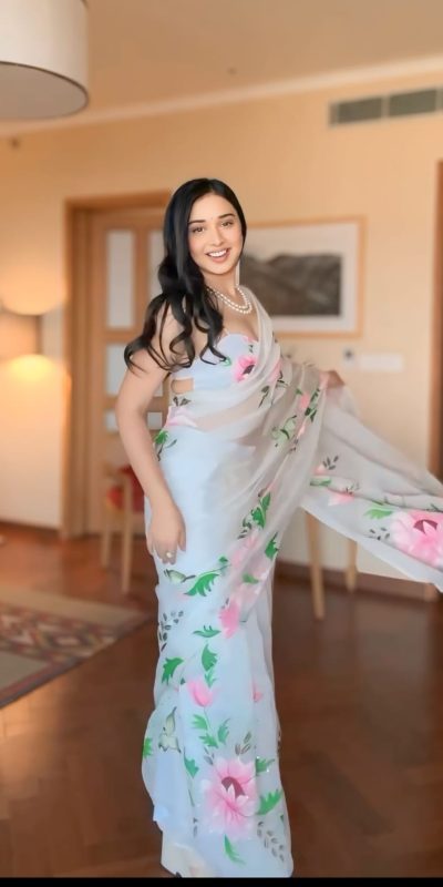 Pretty White Color Pure Soft Georgette Silk Design All Over Saree