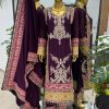 Special Purple Color Chinnon Silk Embroidery Work Salwar Suit