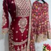 Sublime Maroon Color Heavy Chinon Silk Sequins Work Salwar Suit