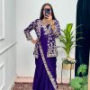 Royal Blue Chinon Embroidery Work Koti And Saree