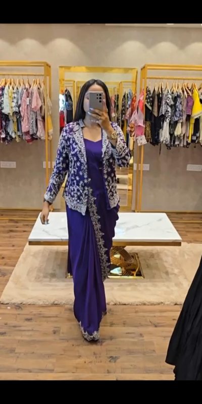 ST 1054 Royal Blue Color Chinon Embroidery Work Koti And Saree Casual, Wedding, Party, Festive, Events Etc. Expected Delivery 4-6 Working Days @2399/- | Sarees, Bollywood Sarees, Creative Sarees, Designer Sarees, Embroidered Sarees, Ethnic Saree, Modern Digital sarees, Party Wear Sarees