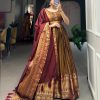 Mustard Narayan Pet Zari Weaving Work Gown