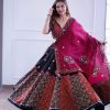 Black Rayon Printed Silk Work Lehenga Choli