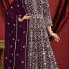 Beautiful Wine Color Georgette Embroidery Salwar Suit