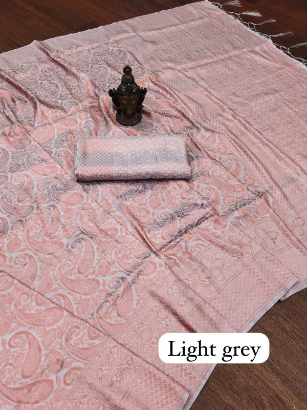 Elegant Light Grey Color Soft Silk Beautiful Rich Pallu All Over Saree