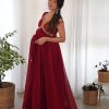 Maroon Georgette Embroidery Sequence Gown