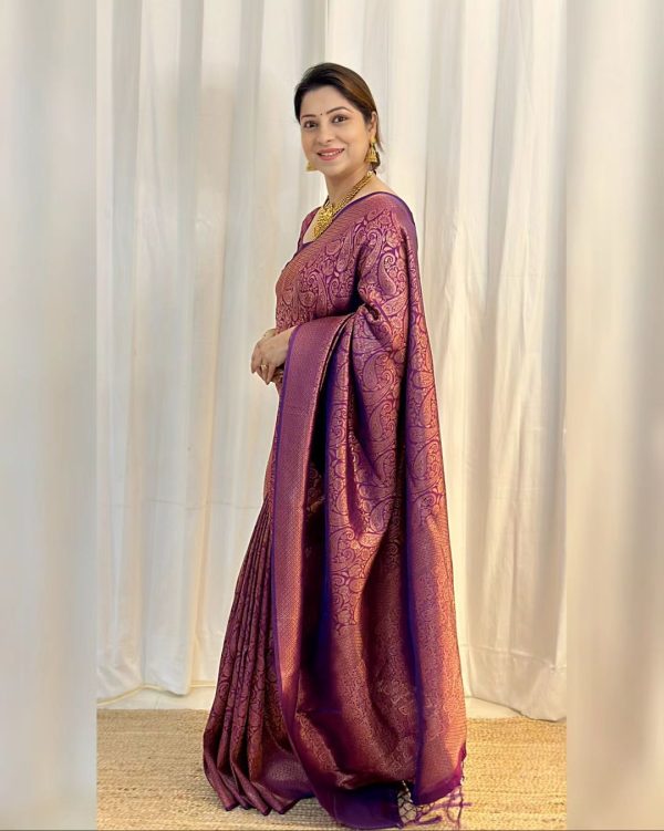 Elegant Purple Color Soft Silk Beautiful Rich Pallu All Over Saree