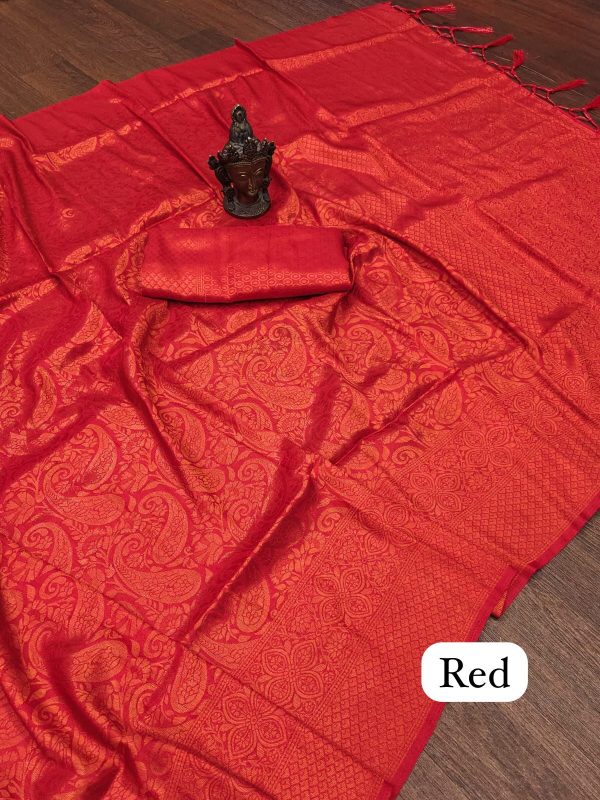 Elegant Red Color Soft Silk Beautiful Rich Pallu All Over Saree