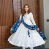 White Georgette Embroidery Sequence Gown