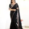 Black Rangoli Silk Embroidery Saree