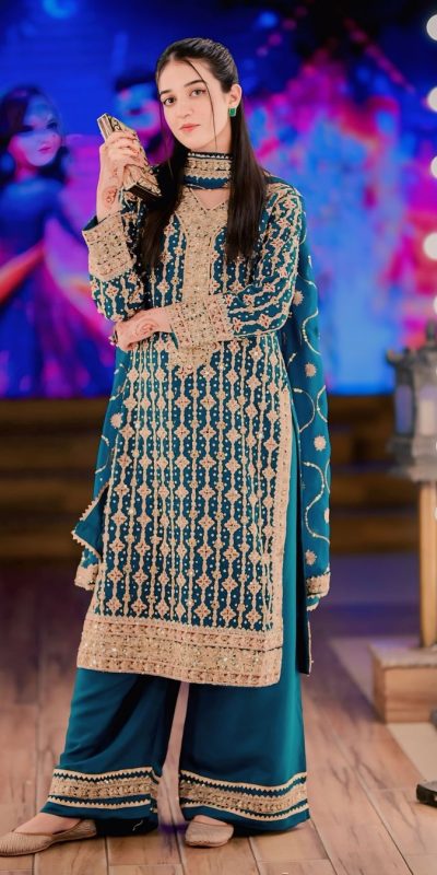 Fancy Blue Color Georgette Sequences Embroidered Salwar Suit