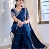 Blue Rangoli Silk Sequences Embroidery Saree