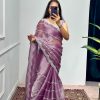 Light Purple Embroidery Zari Saree